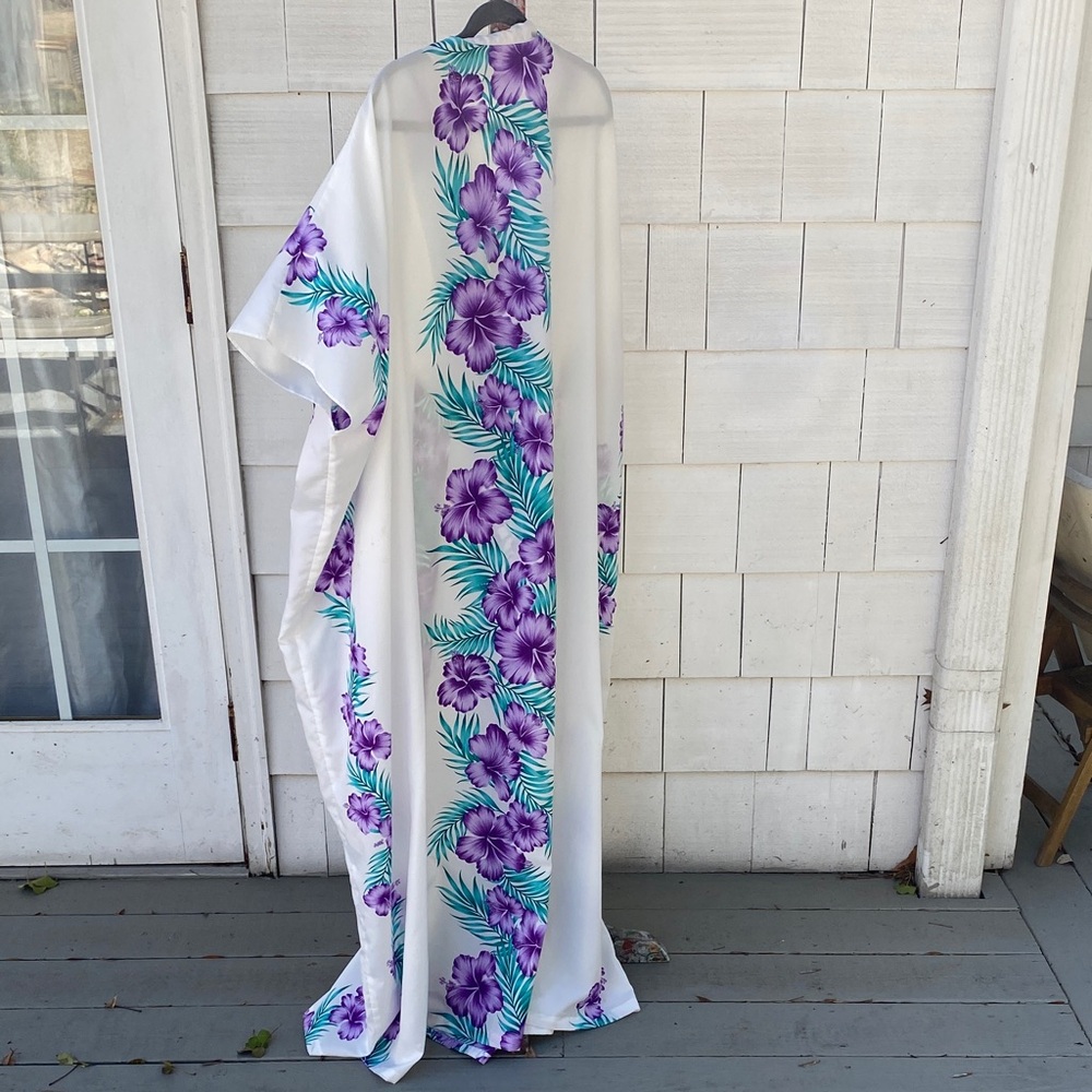Floral White and Purple Kaftan